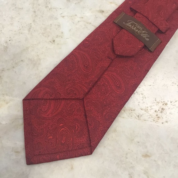 TASSO ELBA RED PAISLEY SILK TIE - Picture 8 of 12